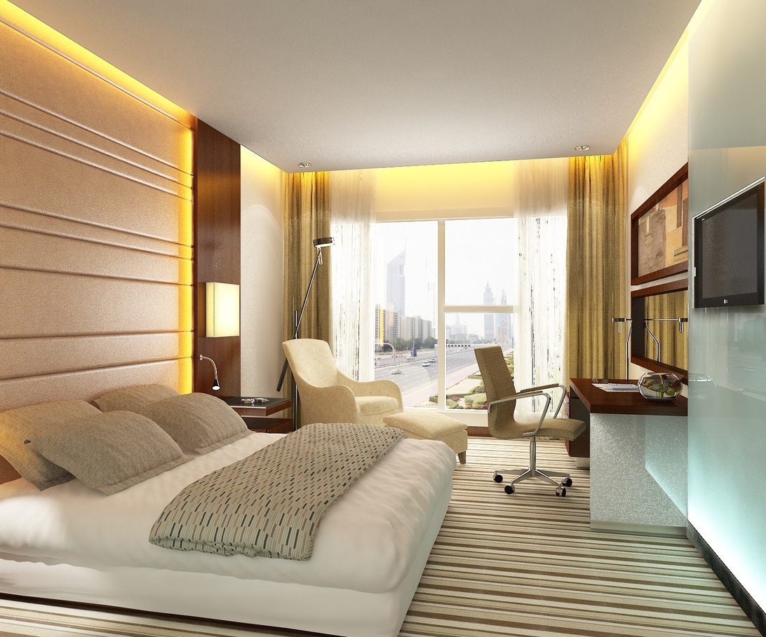 Ein modernes Hotelzimmer, das als Ergebnis einer effektiven Hotellogistik perfekt für den Gast vorbereitet ist.